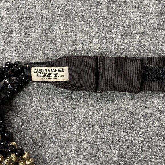 Vtg Carolyn Tanner Belt Beaded Black Gold Braided Adjustable Small Medium 90s‎ - Picture 8 of 14